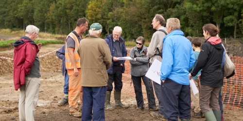 Volunteers at the adjacent Roman archaeological dig site.
